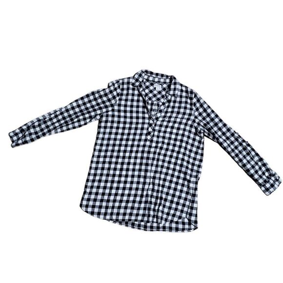 Women's J. Crew Cotton V Neck Plaid Top Small - Picture 1 of 5
